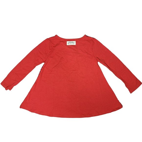 persnickety NWT flouncy red and blue striped high low long sleeve shirt size 4 - Picture 3 of 4